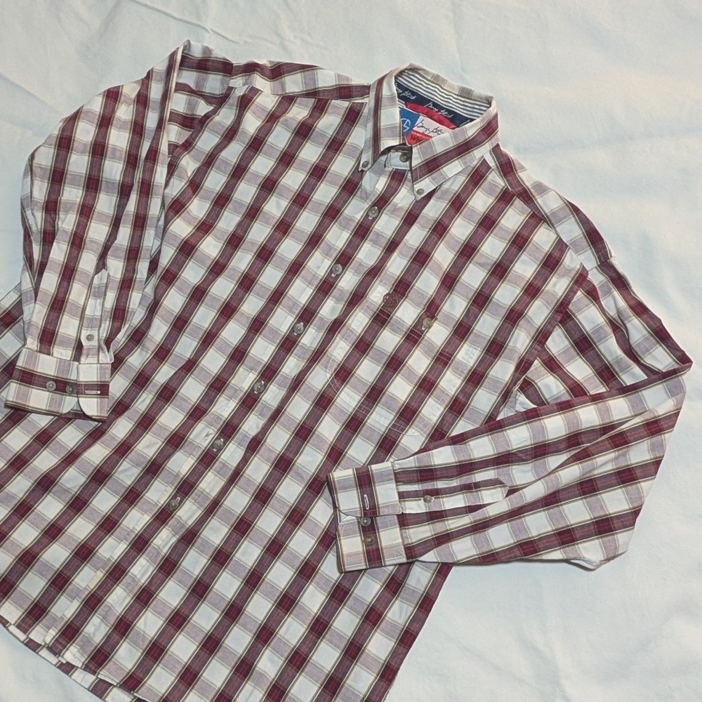 Wrangler George Strait Cowboy Cut Shirt Men's XL Marron Check Long Sleeve
